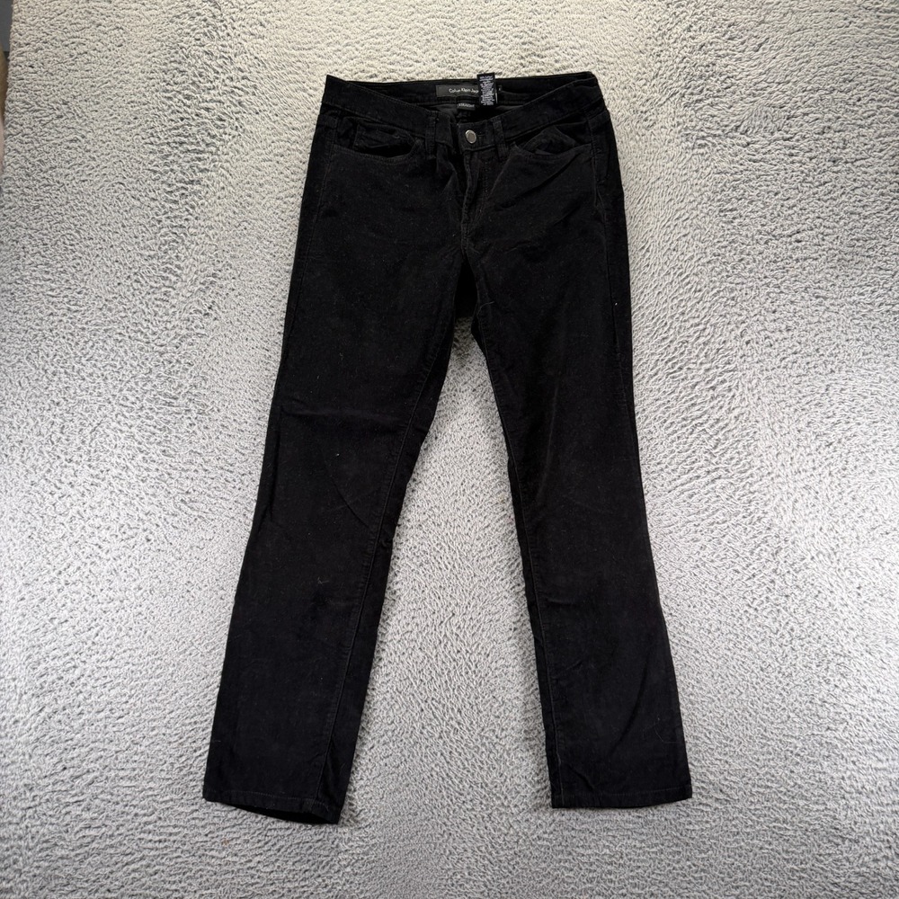 Calvin Klein Pant Womens 6 Black Corduroy Cotton Chino Straight Preppy Stretch